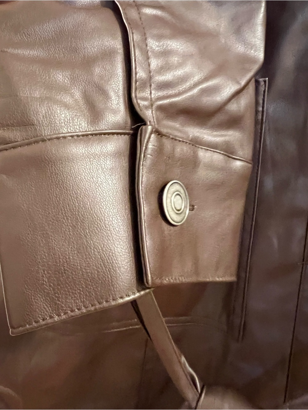 Women's Long Sleeve Faux Leather Mini Shirtdress - Future Collective Brown - Picture 7 of 14